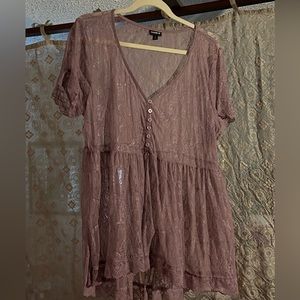 Purple lace overlay shell from Torrid